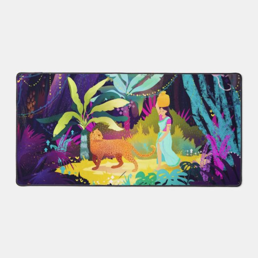 美女とヒョウ デスクマット (正面)