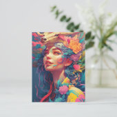 美女と花 ポストカード (スタンド正面)