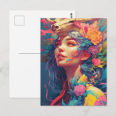 美女と花 ポストカード (正面/裏面)