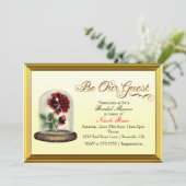 美女と野獣のゲスト 赤いガラスのバラ エレガント 招待状 (スタンド正面)