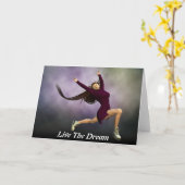 美女のアイススケートの挨拶状は住んでいます カード (黄色い花)