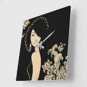 美女の壁掛け時計 スクエア壁時計 (傾斜)