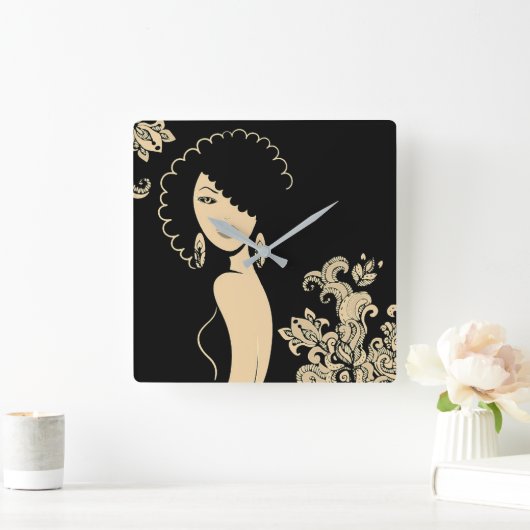 美女の壁掛け時計 スクエア壁時計 (ホーム)