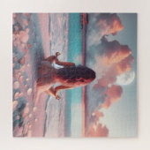 美女めい想オンビーチ空白の ジグソーパズル (横)