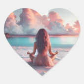 美女めい想オンビーチ空白の ハートシール (正面)