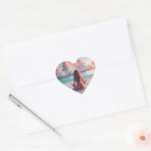 美女めい想オンビーチ空白の ハートシール (封筒)