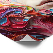 美女カラフル顔女性ポートレート ポスター (角)