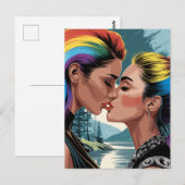 美女キスをする ポストカード (正面/裏面)