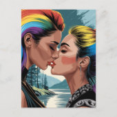 美女キスをする ポストカード (正面)