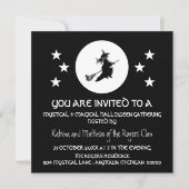 美女ハローウィンパーティ招待状白黒 招待状 (正面)