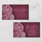 美女深いピンクビジネスカード 名刺 (正面/裏面)