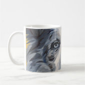 美女青いMerleのボーダーコリーのポートレートのマグ コーヒーマグカップ (左)