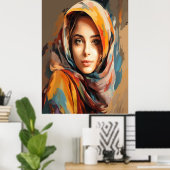 美女顔ウォールアート抽象芸術女絵を描性 ポスター (ホームオフィス)