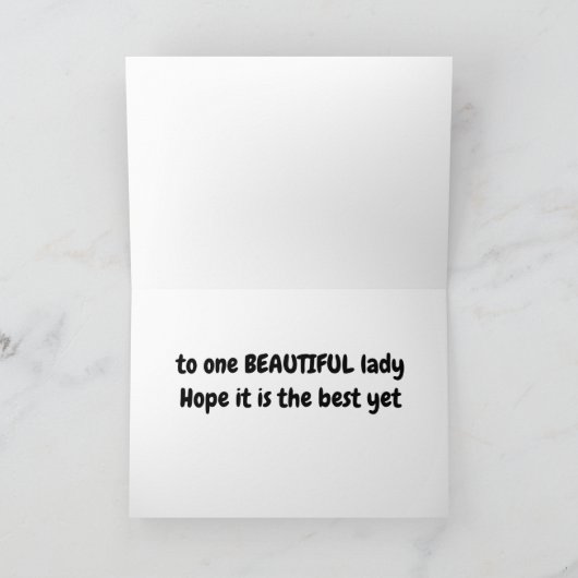 美女1人に**21歳の誕生日** カード (内部)