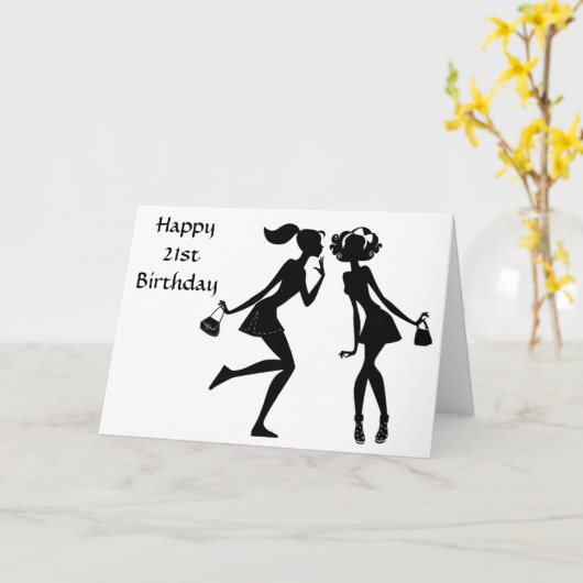 美女1人に**21歳の誕生日** カード (黄色い花)