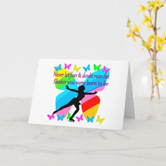 美姿スケーター感動的引用文デザイン カード (黄色い花)