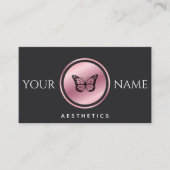 美学あなたの名前を追加バラ金ゴールドバタフライブラック 名刺 (正面)