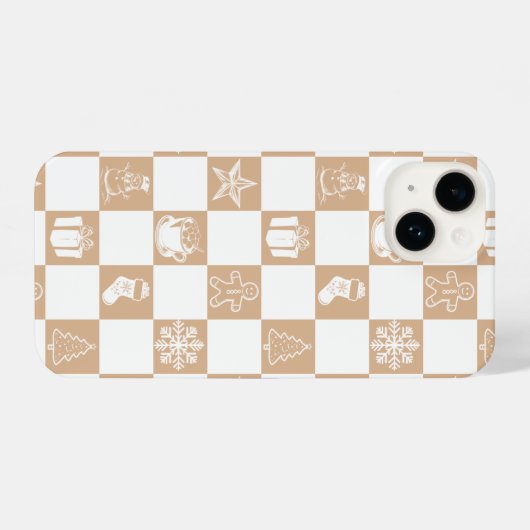 美学のクリスマス市松模様にの電話ケース iPhoneケース (裏面横)