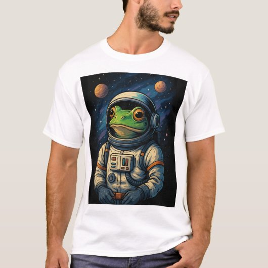 美学カエル宇宙飛行士 Tシャツ (正面)