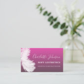 美学スキンケアのピンクの羽 名刺 (スタンド正面)