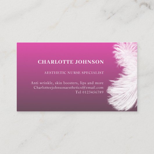 美学スキンケアのピンクの羽 名刺 (裏面)