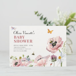 美学フローラ開花ミツバチ赤ちゃんシャワー 招待状