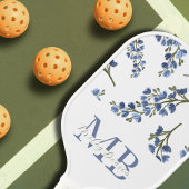 美学名門私立校風のレトロワイルドフラワーブルーモノグラム ピックルボールラケット