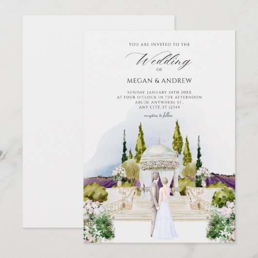 美学結婚の庭水の色 招待状 (正面/裏面)