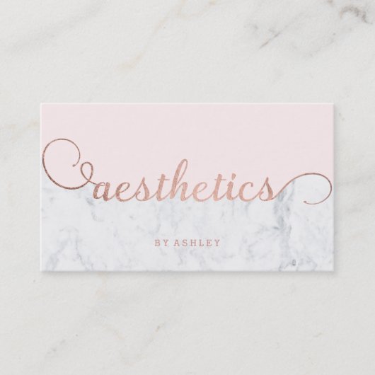 美学色のブロックのばら色の金ゴールドのタイポグラフィの大理石 名刺 (正面)