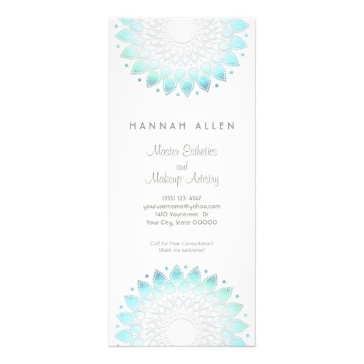 美容アクアエレガントスパとサロンメニュー ラックカード (正面)