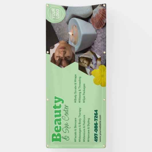 美容スパセンター カスタマイズ可能 編集バナー 横断幕 (縦)