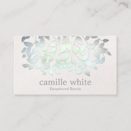 美容スパブルーグリーン葉リネンルック 名刺