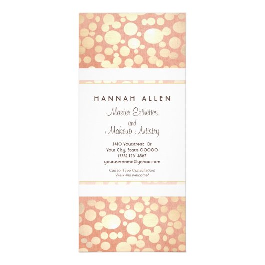 美容スパ金ゴールドサークルリネンルックラックカード ラックカード (正面)