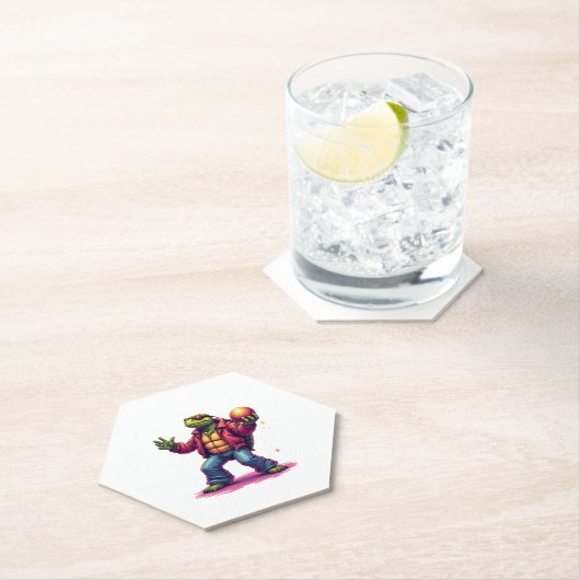 美容タートルディスコTシャツ ペーパーコースター (インサイチュ)