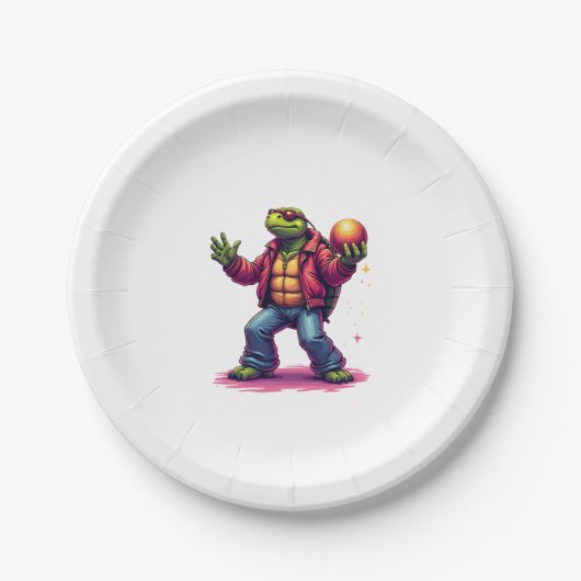 美容タートルディスコTシャツ ペーパープレート (正面)