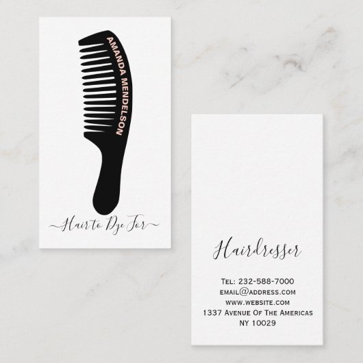 美容パーソナライズされた用櫛と理容師 名刺 (正面/裏面)
