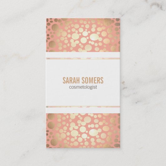 美容フェイク金ゴールドリーフピーチサンゴ 名刺 (正面)