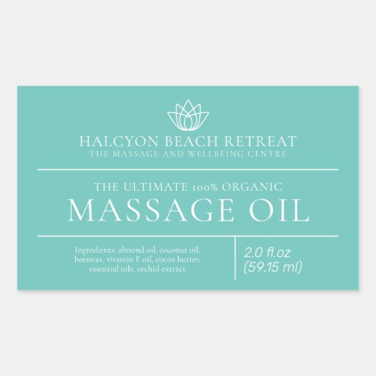 美容マッサージオイル水性製品ラベル 長方形シール (正面)