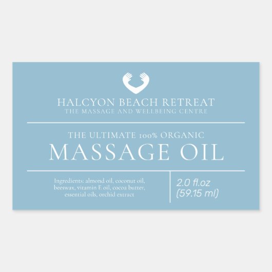 美容マッサージオイル製品成分ラベル 長方形シール (正面)