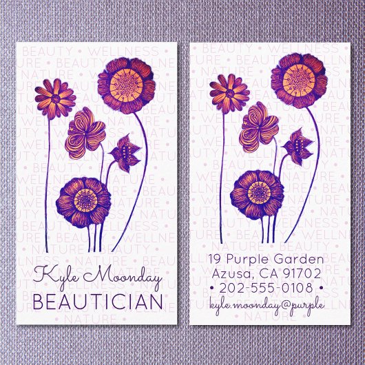 美容家向け紫❊とピンクの花❊フローラ 名刺