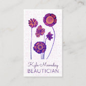美容家向け紫❊とピンクの花❊フローラ 名刺 (正面)