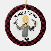 美容師おもしろいクリスマスプレゼントをありがとう セラミックオーナメント (正面)