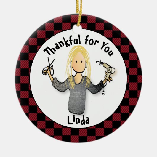 美容師おもしろいクリスマスプレゼントをありがとう セラミックオーナメント (正面)