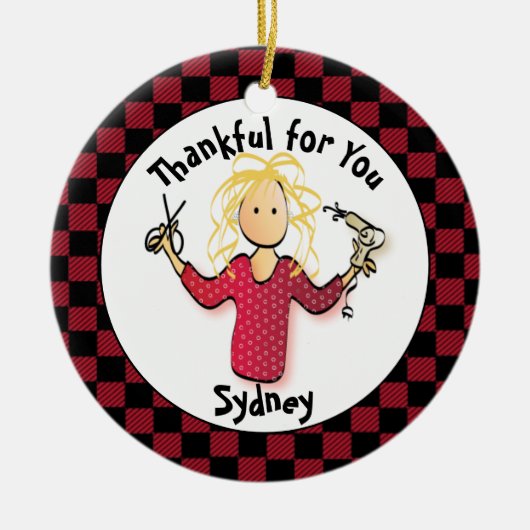 美容師おもしろい小さなギフトありがとう美容師 セラミックオーナメント (正面)