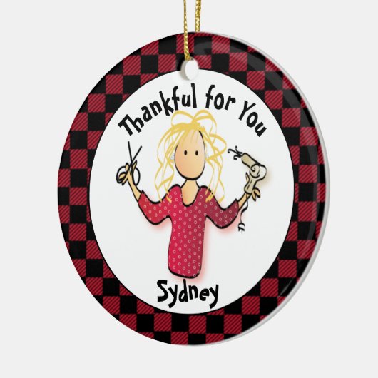 美容師おもしろい小さなギフトありがとう美容師 セラミックオーナメント (左)