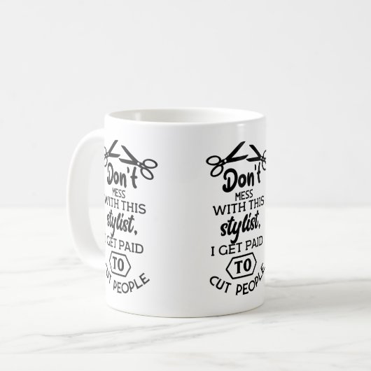 美容師おもしろい理容師、美容師、美容師 コーヒーマグカップ (正面左)