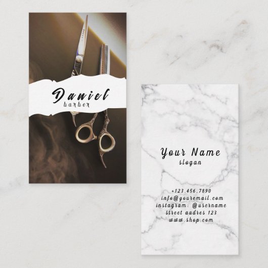 美容師および理容師用にカスタマイズ 名刺 (正面/裏面)