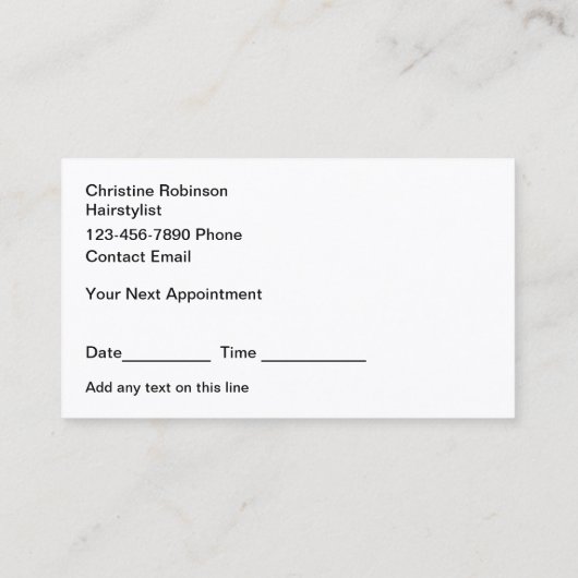 美容師かわいいアポイントメント名刺 名刺 (裏面)