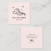 美容師かわいいガーリーミニマル赤面ピンク スクエア名刺 (正面/裏面)