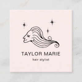 美容師かわいいガーリーミニマル赤面ピンク スクエア名刺